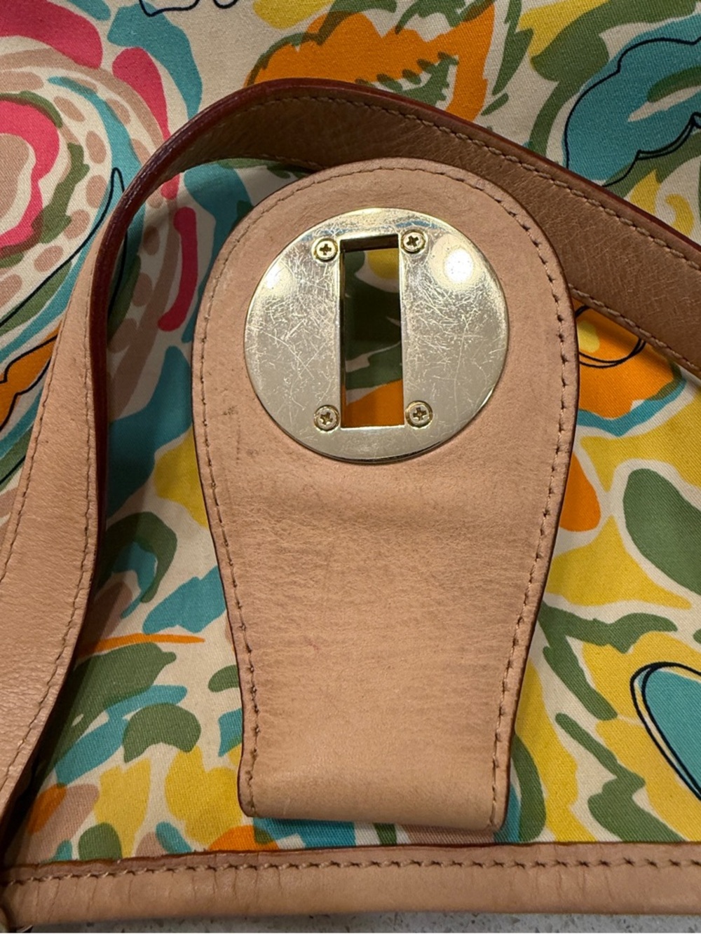 kate spade Multicolor Floral Canvas Tote with Tan Leather Trim - Picture 6 of 13